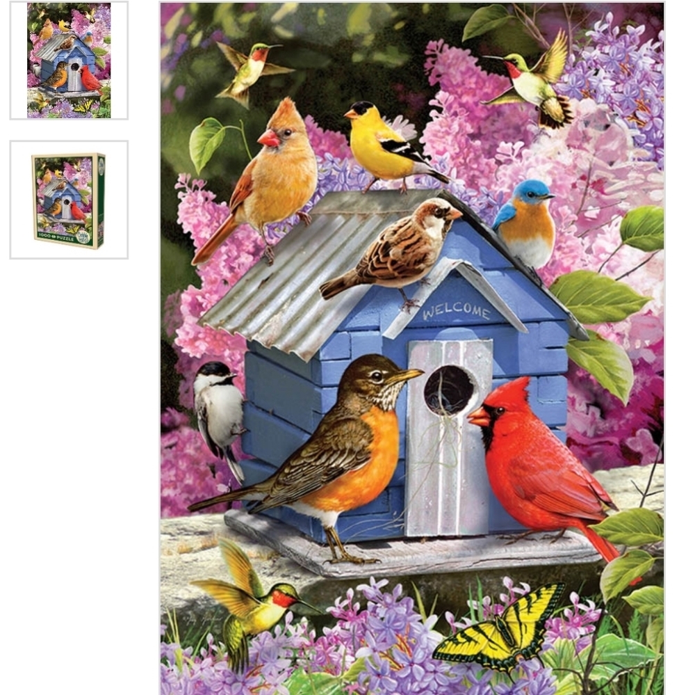 Spring Bird House Jigsaw Puzzle Family 1000 piece Fun Cardinals Games Winter Fun